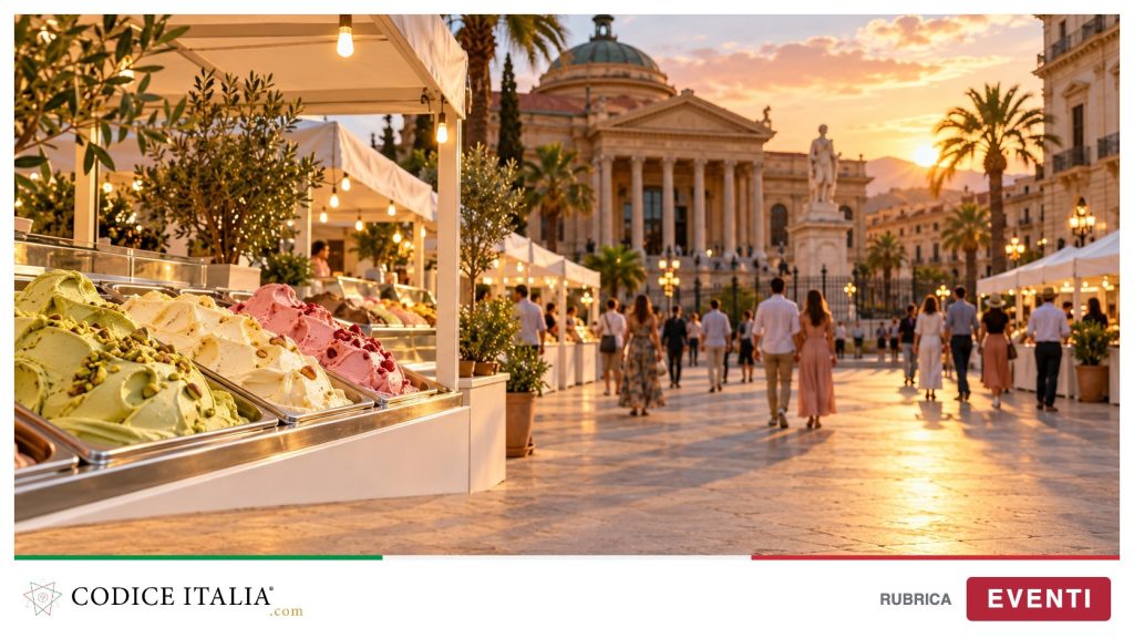Sherbeth Festival a Palermo, stand di gelato artigianale in piazza Verdi