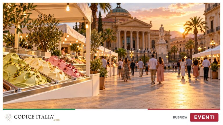 Sherbeth Festival a Palermo, stand di gelato artigianale in piazza Verdi
