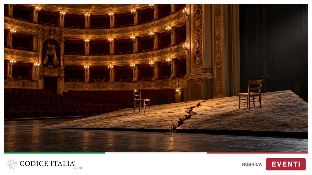 Uscita di emergenza al Teatro San Ferdinando di Napoli, palcoscenico con piano inclinato
